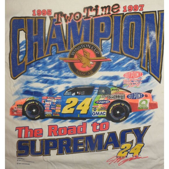 Vintage Jeff Gordon Two Time NASCAR Champion 1995 1997 Single Stitch T-Shirt XXL - Picture 2 of 9
